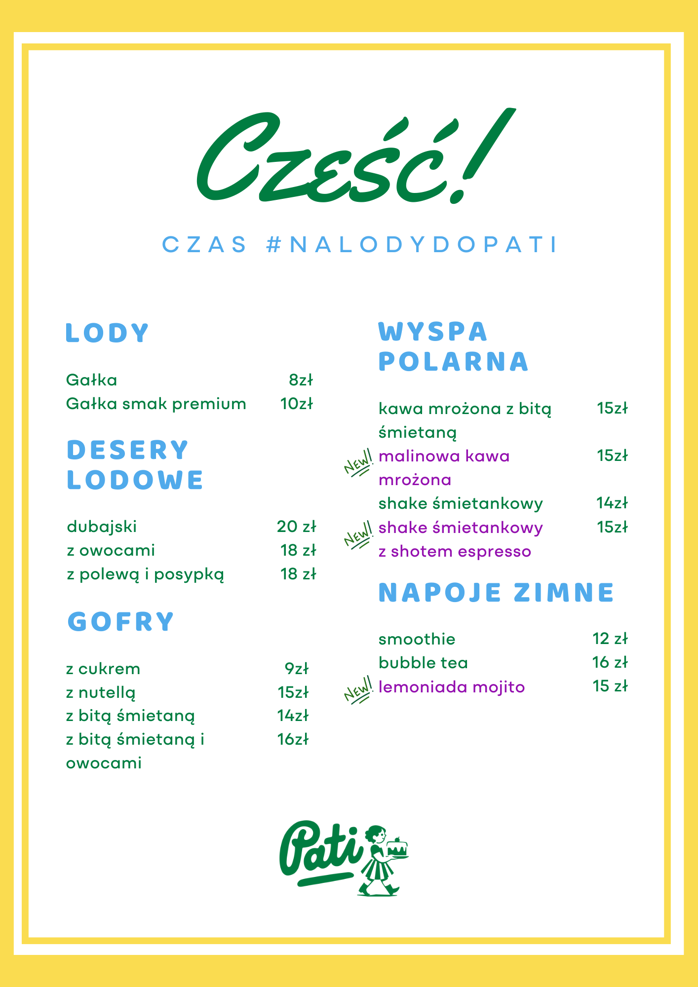 Menu Mławska Lodziarnia